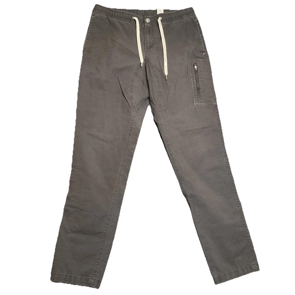 Vuori Ripstop Climber Pants Men Large Gray Cotton Patch Logo Low Rise Drawstring